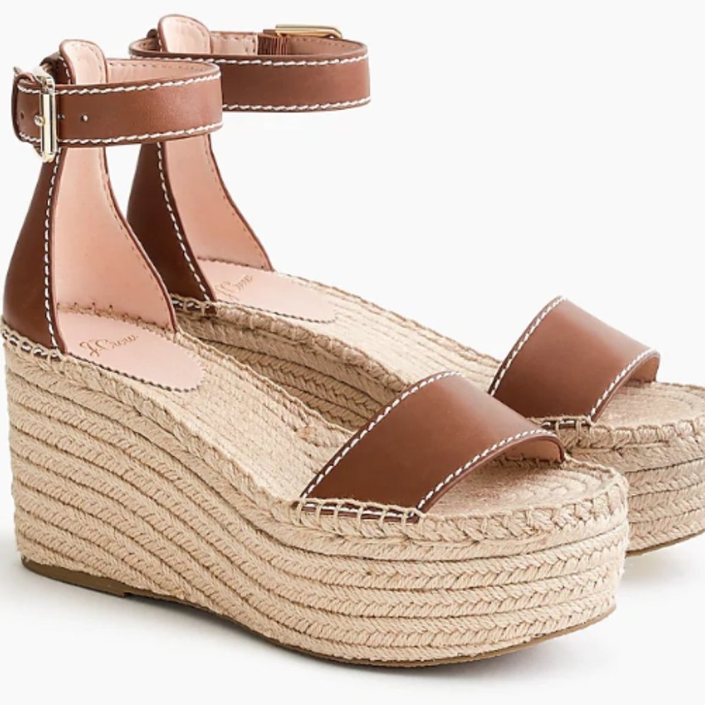 Leather Platform Espadrille Sandals